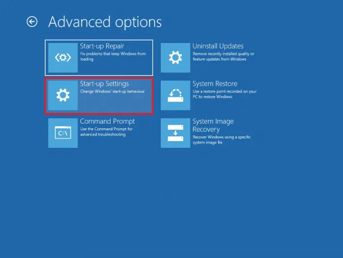 choosing start-up settings