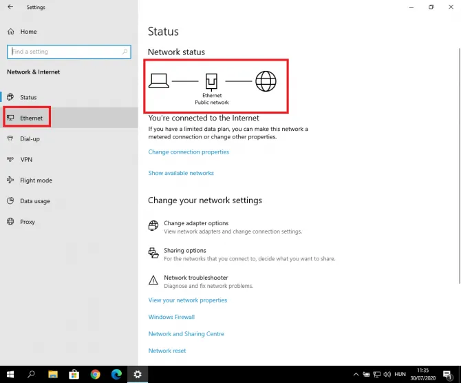 selecting internet connection